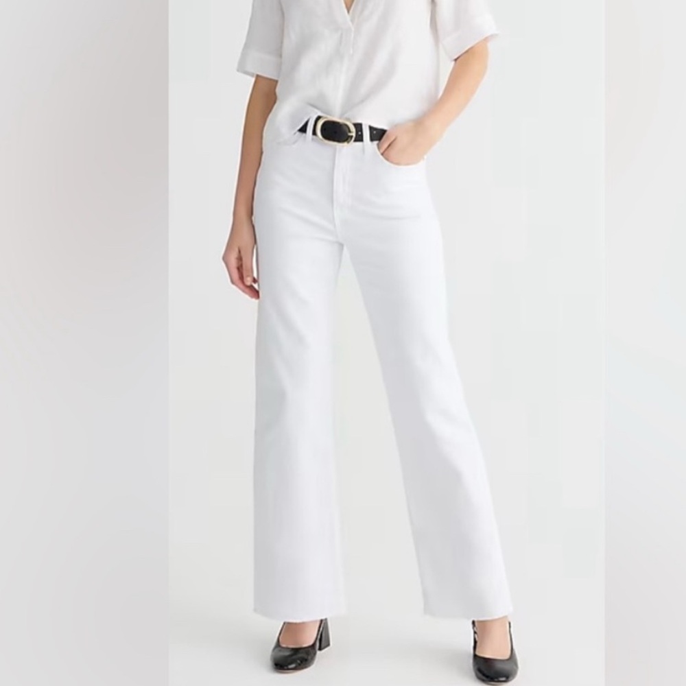 J Crew Womens High Rise White Slim Wide Leg Jean Size 31 New